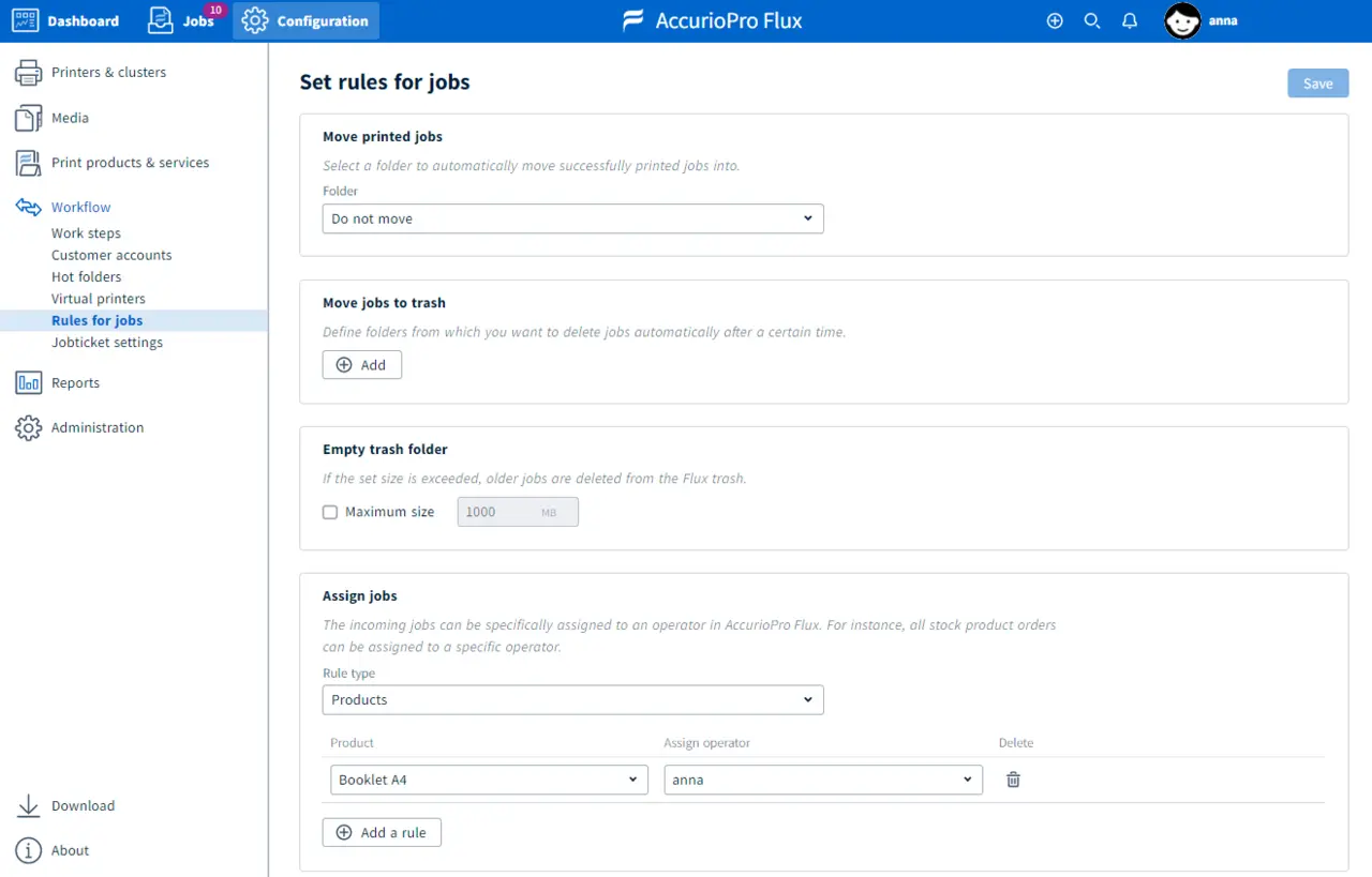 Flux Premium: Define rules for jobs