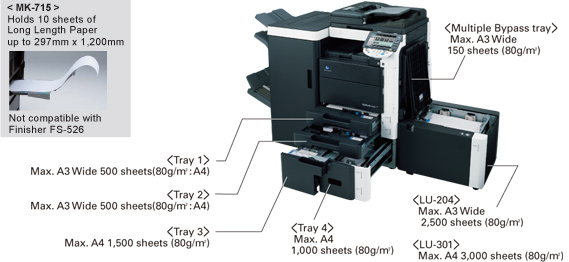 bizhub c452 adjust tray